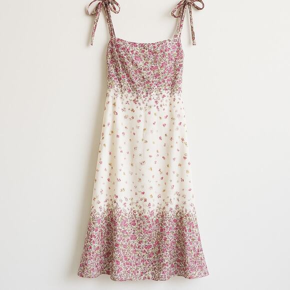 Zimmermann Carnaby Tie-Strap Floral Midi Dress White Pink Ombre Large - Picture 1 of 12